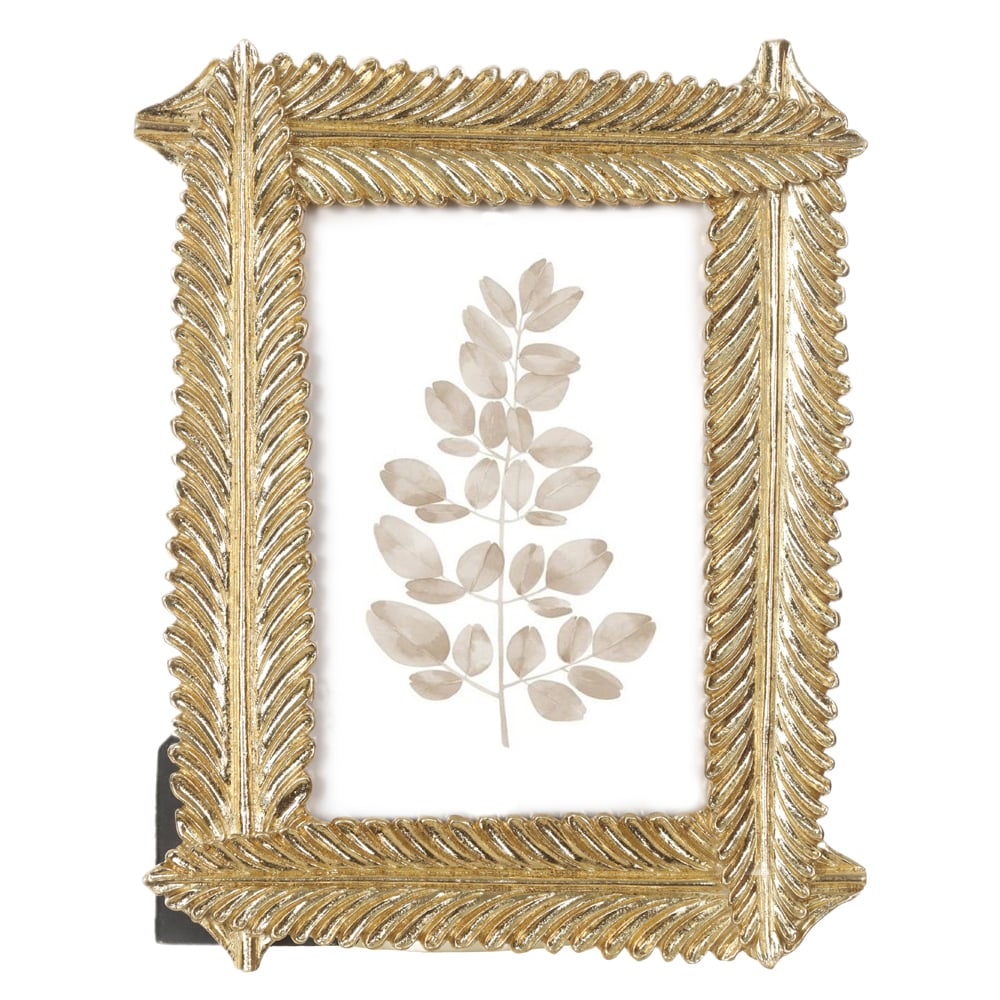PORTA RETRATO POLIRESINA FTO 10X15 CM PENA (DOURADO) 21,3X16,8X1,8cm
