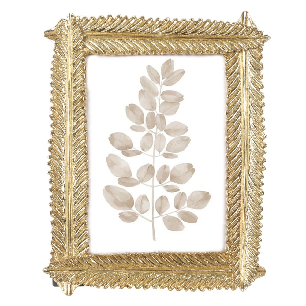 PORTA RETRATO POLIRESINA FTO 13X18 CM PENA (DOURADO) 23,9X19,4X1,8cm