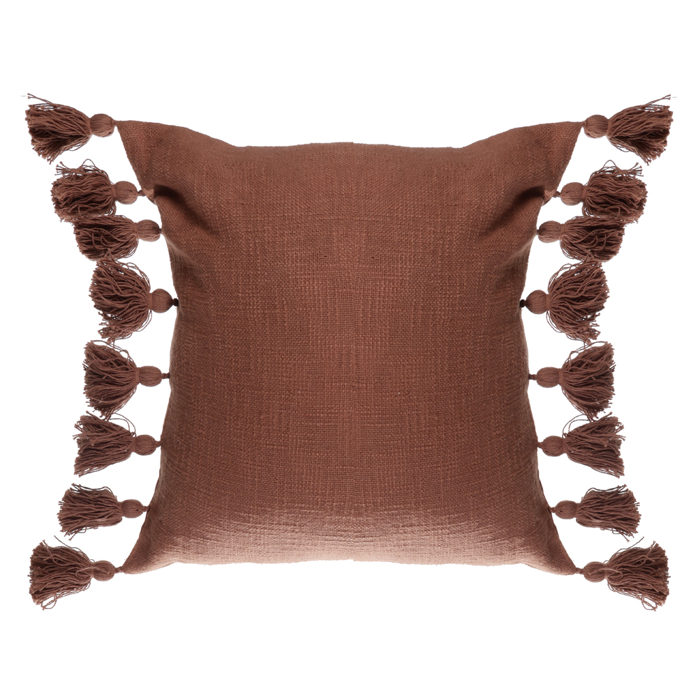 ALMOFADA ALGODAO TASSEL (MARROM) 50X50cm