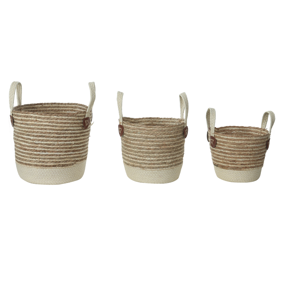 CESTOS FIBRA NAT C/3 UNI (NATURAL CREME) 22cm