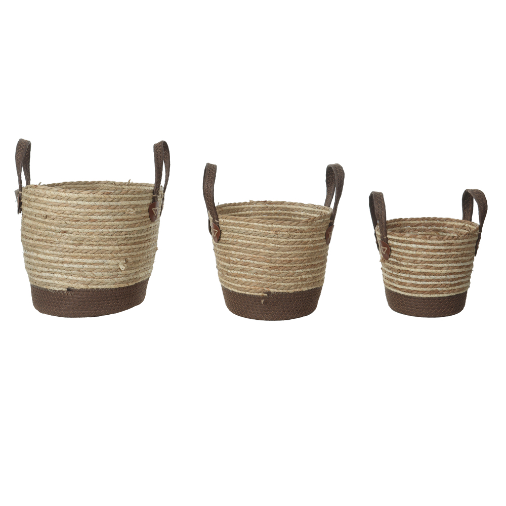 CESTOS FIBRA NAT C/3 UNI (NATURAL CARAMELO) 22cm