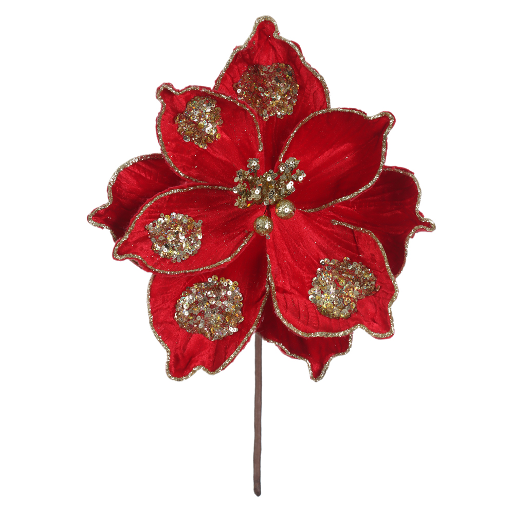 H.MAGNOLIA NATAL AVELUDADO (VERMELHO GLITTER DOURADO) 25cm 28d 9P