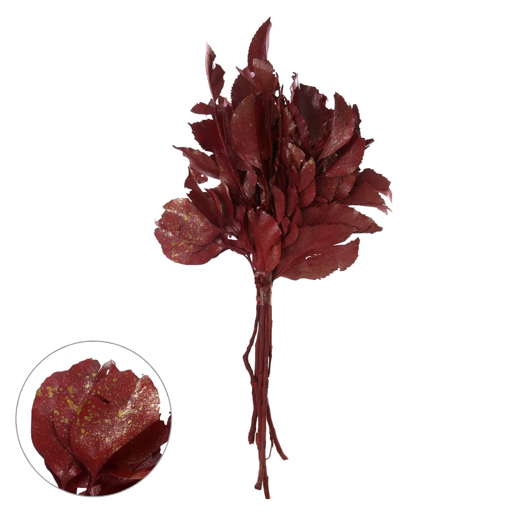 FOLHA CLETHRA DESIDRATADO (VERMELHO C/ DOURADO) 70CM