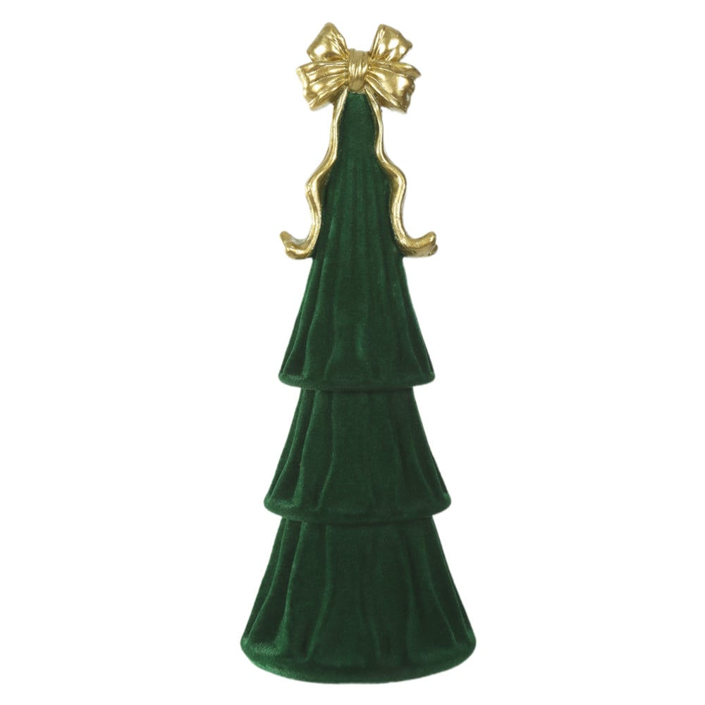 RESINA NATAL ARVORE DECORATIVA CLASSICA (VERDE DOURADO) 24,5X9,5cm