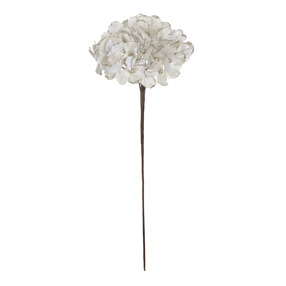 H.HORTENSIA NATAL AVELUDADO C/GLITTER (OFF WHITE) 40cm 18d