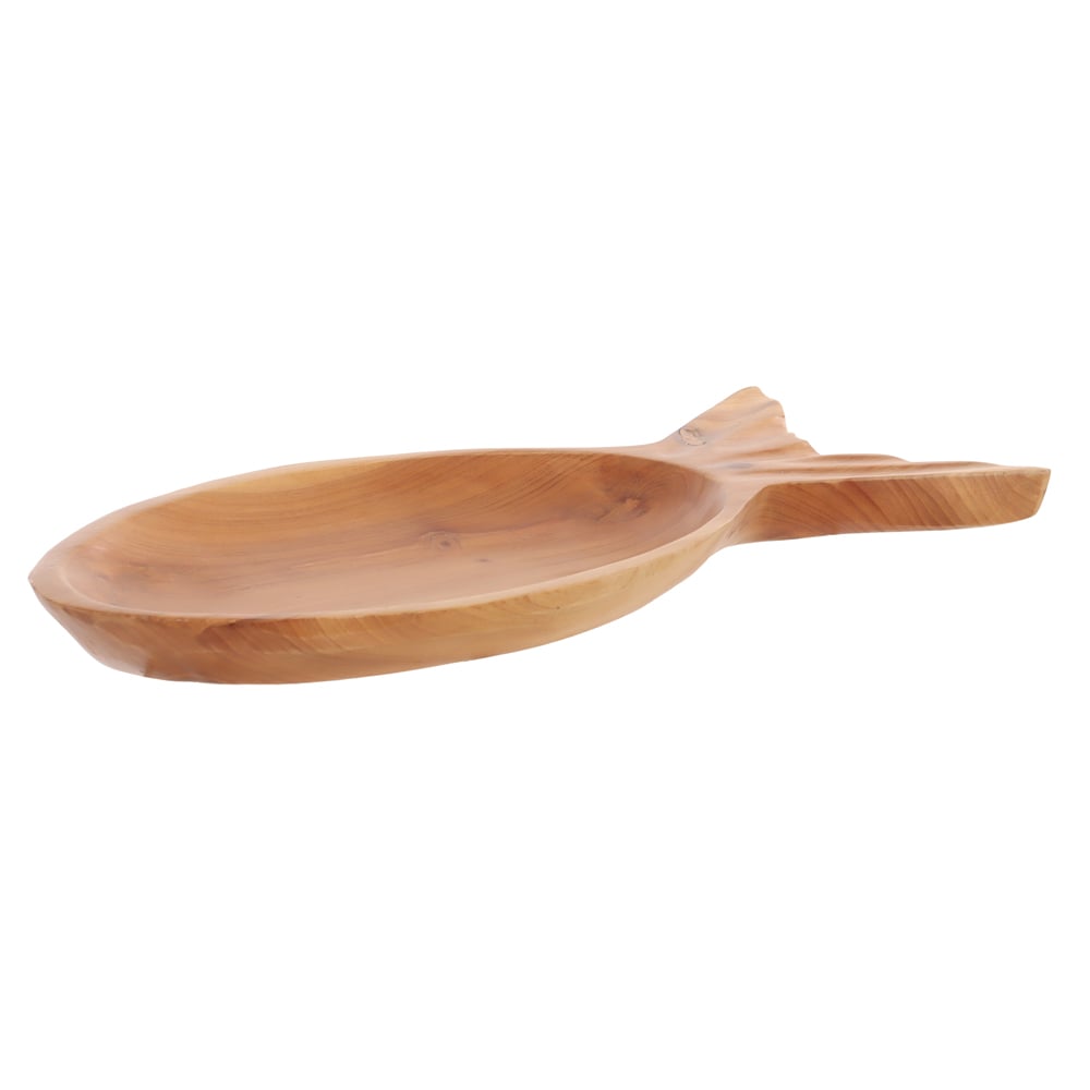 PRATO DE SERVIR MADEIRA 3X20X48cm PEIXE (BEGE)