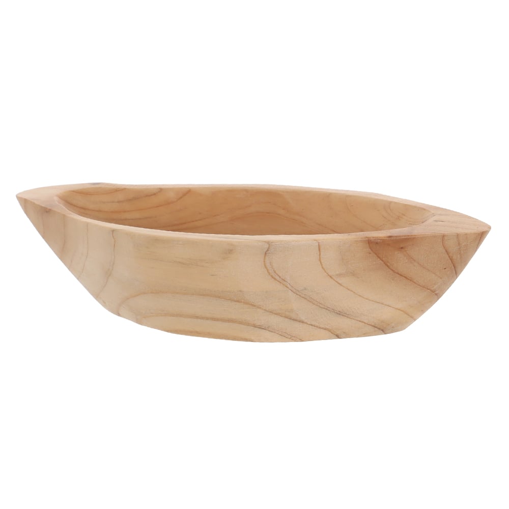 CENTRO DE MESA MADEIRA 5,5X10X30cm CANOA (BEGE)
