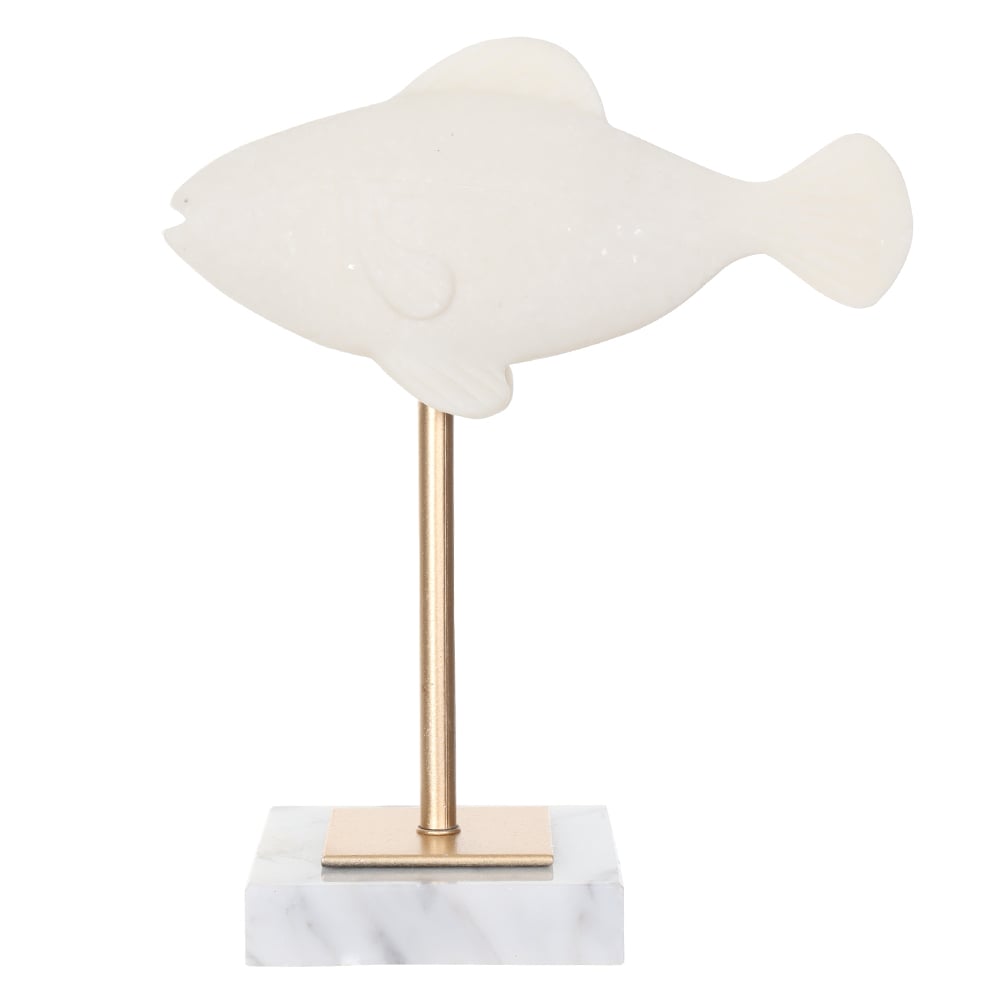 ESCULTURA DECORATIVA POLIRESINA PEIXE (OFF WHITE DOURADO) 20X16,8X8cm