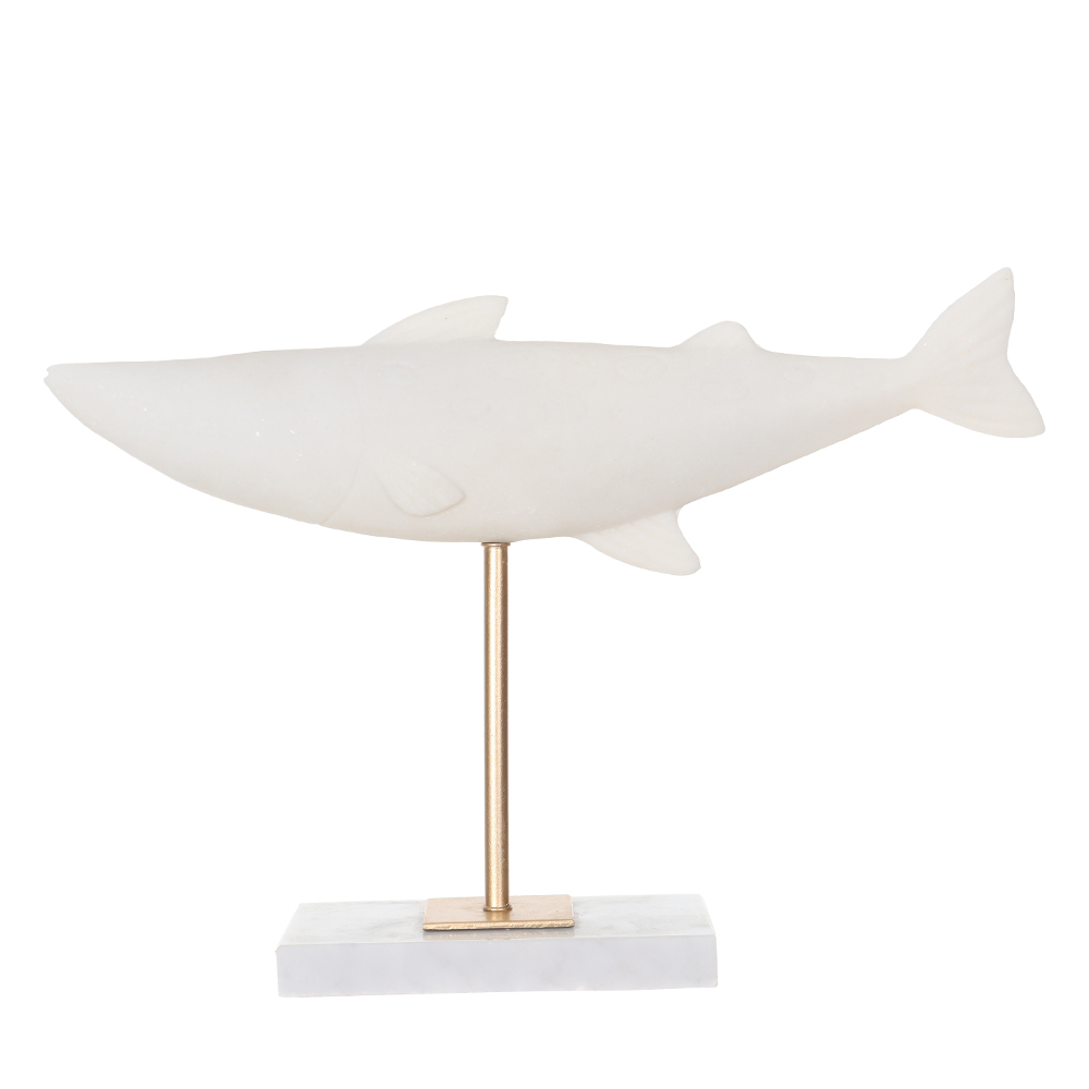 ESCULTURA DECORATIVA POLIRESINA PEIXE (OFF WHITE DOURADO) 22,5X33X8cm