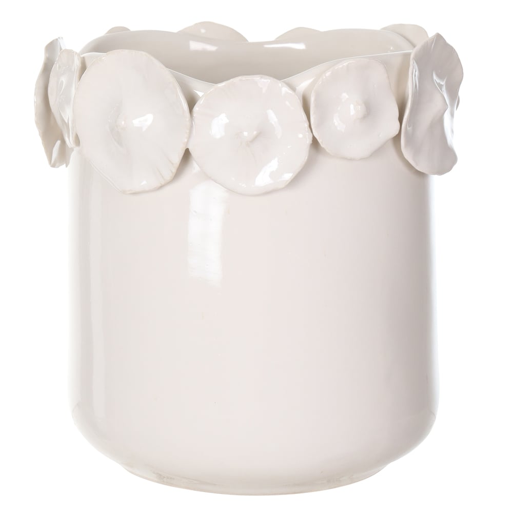 VASO DECORATIVO CERAMICA FLOR (OFF WHITE) 17,3cm 16,5d