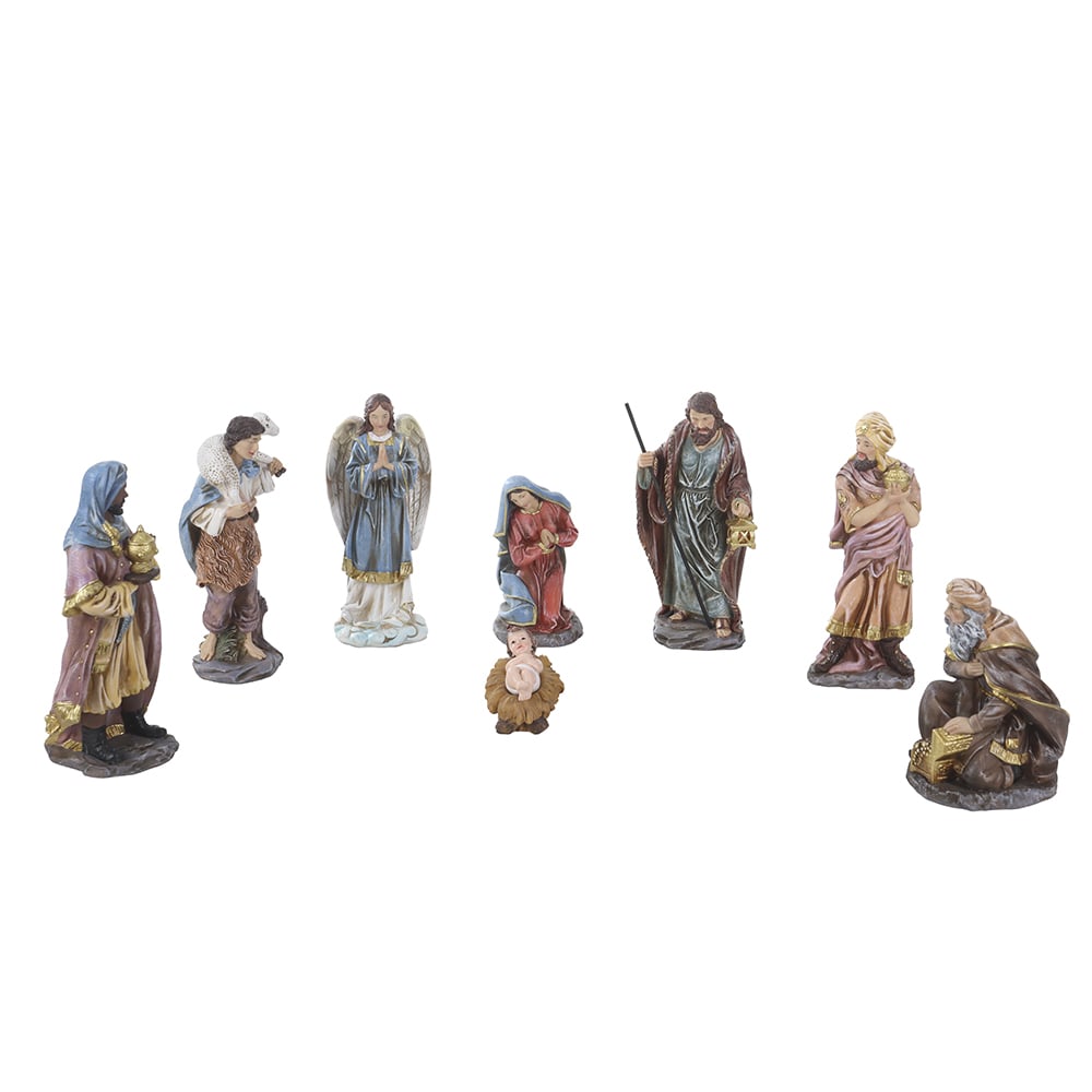RESINA NATAL PRESEPIO. C/8 PCS (COLORIDO) 20cm