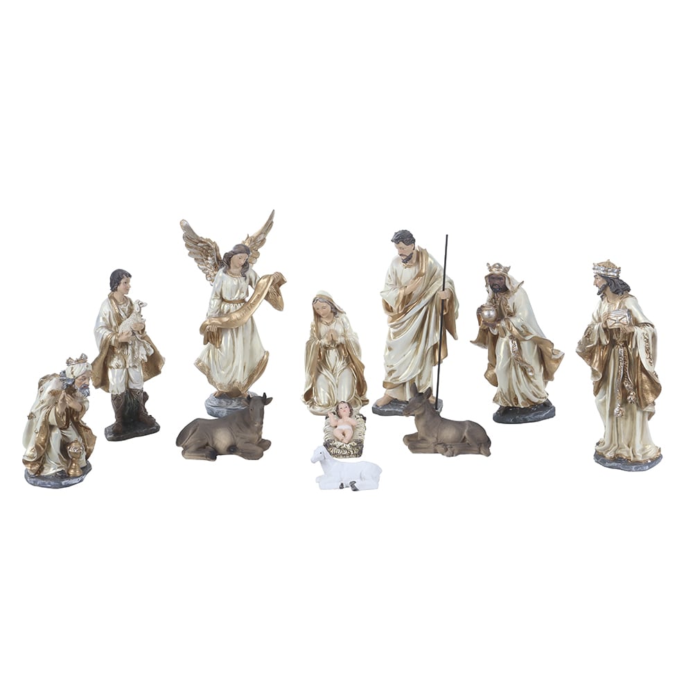 RESINA NATAL PRESEPIO. C/11 PCS (DOURADO) 30cm