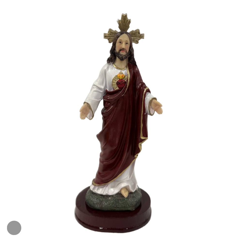 RESINA RELIGIOSA SAGRADO CORACAO. DE JESUS (BRANCO VERMELHO) 21,5X8,5cm