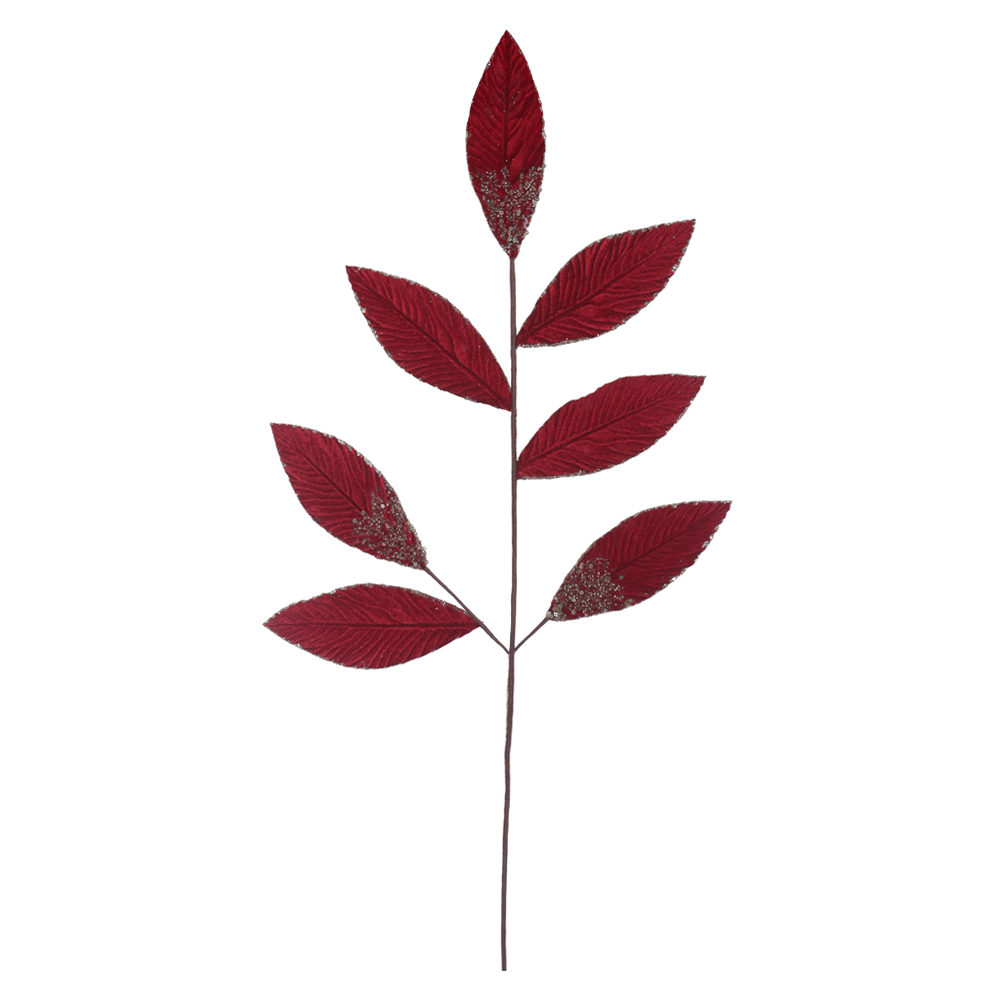 H.FOLHA NATAL AVELUDADO (VERMELHO) 78cm