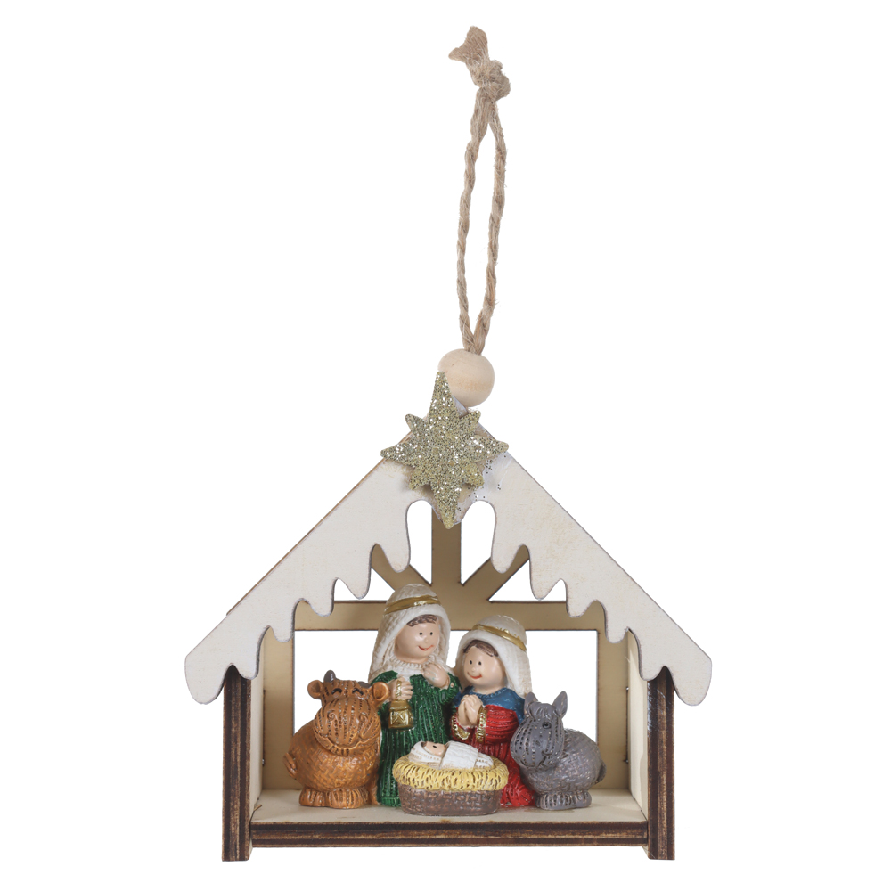 ENFEITE NATAL SAGRADA FAMILIA INFANTIL (COLORIDO) 10,2X10cm