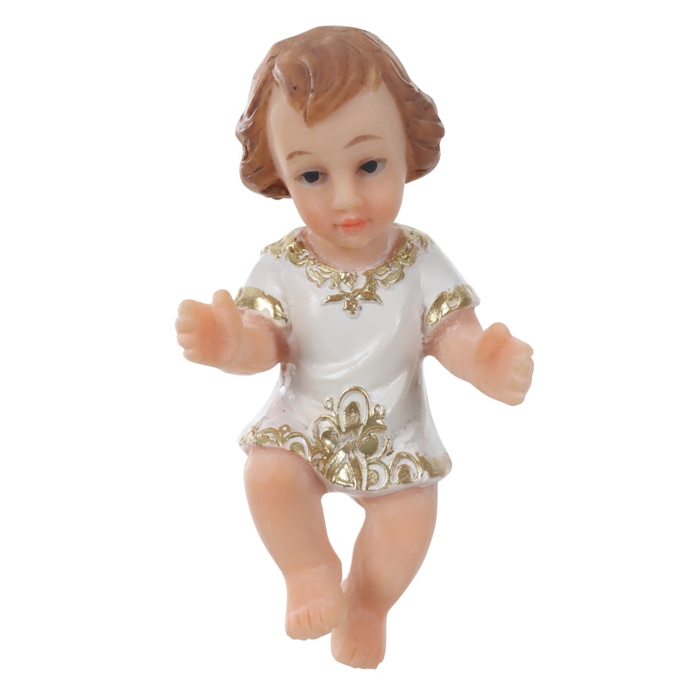 RESINA RELIGIOSA MENINO JESUS (BRANCO DOURADO) 8X4cm