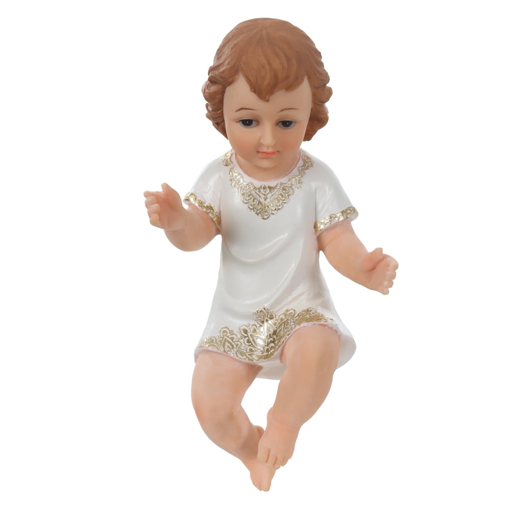 RESINA RELIGIOSA MENINO JESUS (BRANCO DOURADO) 20,5X9,5cm