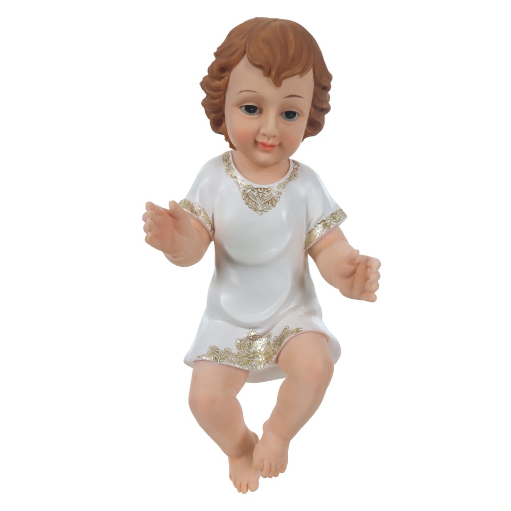 RESINA RELIGIOSA MENINO JESUS (BRANCO DOURADO) 32X14cm