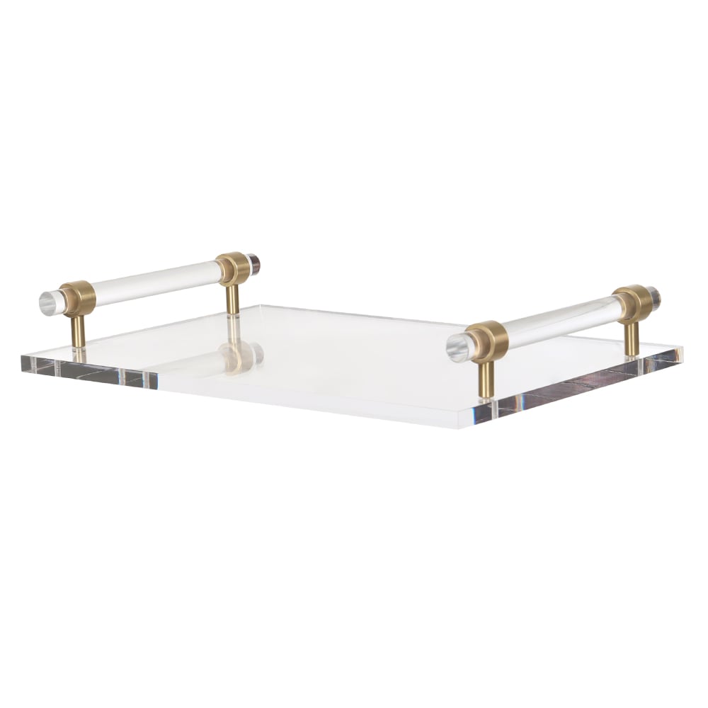 BANDEJA DECOR ACRILICO COM ALCA (DOURADO) 4,5X30X20cm