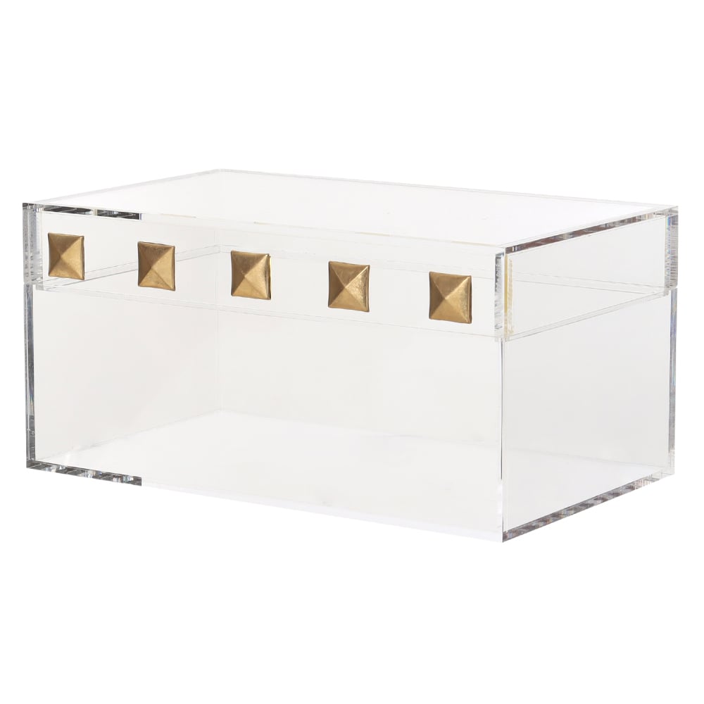 CAIXA DECOR ACRILICO TACHAS (DOURADO) 12X25X15cm