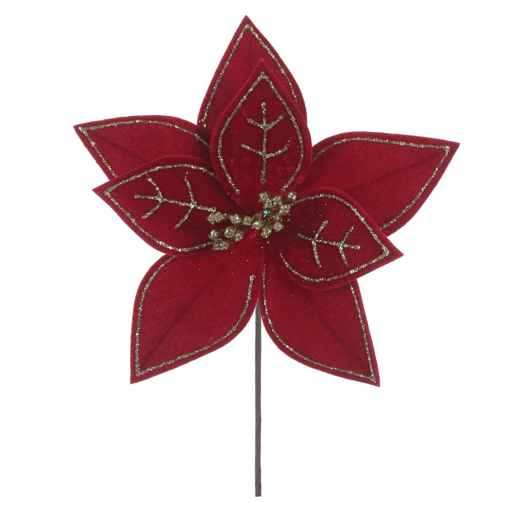 H.BICO DE PAPAGAIO AVELUDADO NATAL (VERMELHO GLITTER DOURADO) 25cm 26d 8P