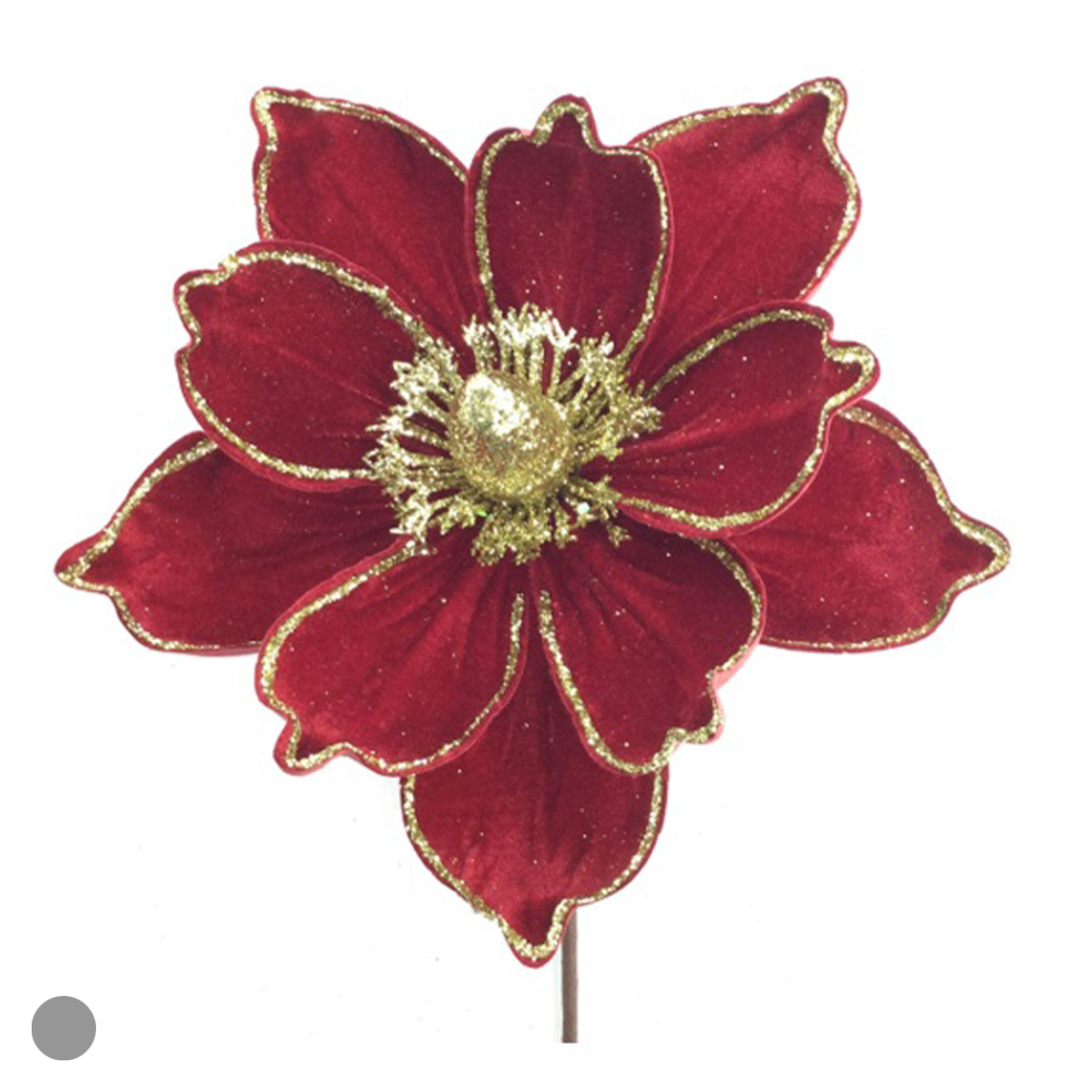 H.MAGNOLIA NATAL AVELUDADO (VERMELHO GLITTER DOURADO) 25cm 24d 10P