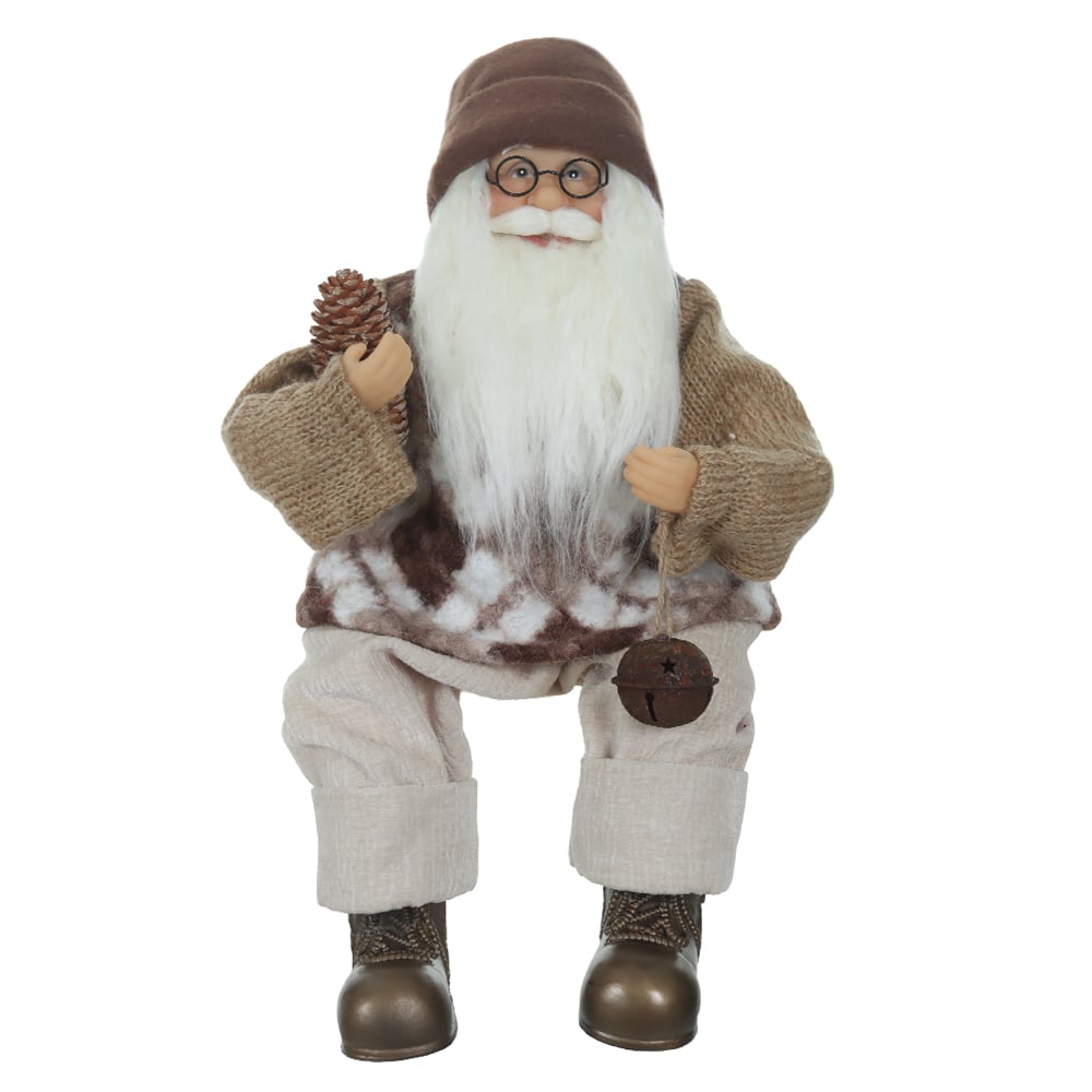 NOEL NATAL SENTADO. RUSTICO (BEGE MARROM) 45cm