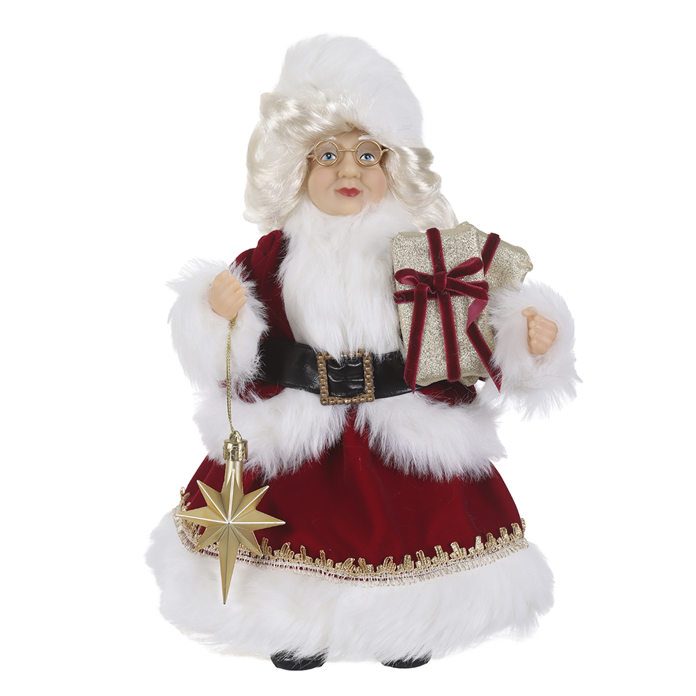MAMAE NOEL EM PE CLASSICA (VERMELHO BRANCO) 30cm