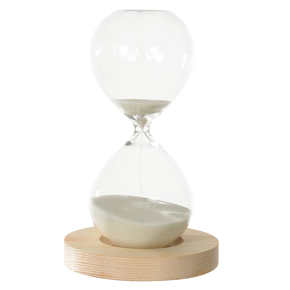AMPULHETA VIDRO MADEIRA 30 MINUTOS (OFF WHITE) 20cm 12d