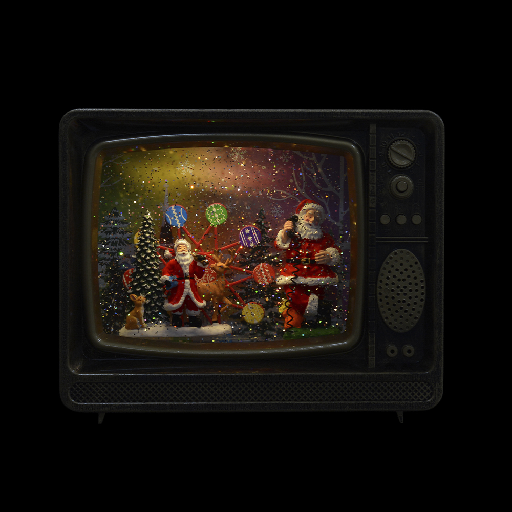 NATAL TV  DECORATIVA C/LUZ E SOM 27,8X12,3X24,4cm (MARROM)