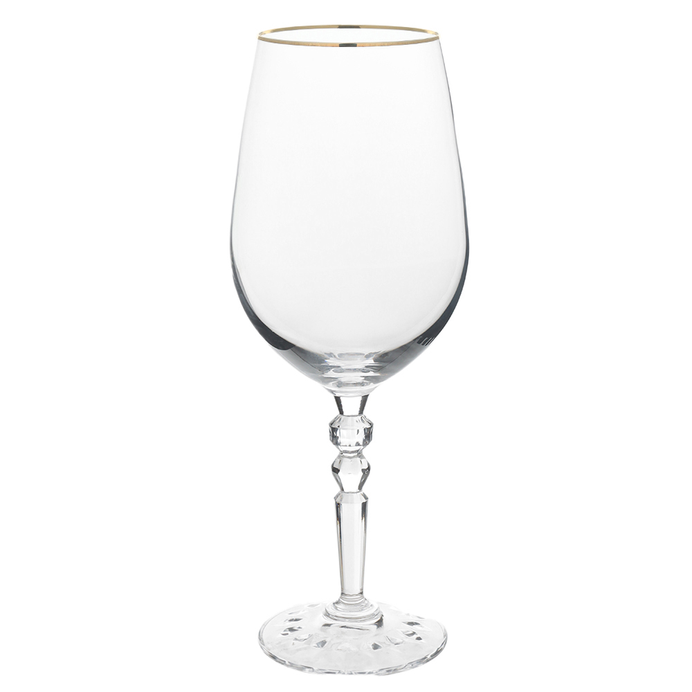 CJ TACAS VINHO TINTO 710ml 25,9X9,8cm C/4 PCS ROYALE (TRANSPARENTE BD.DOURADA)