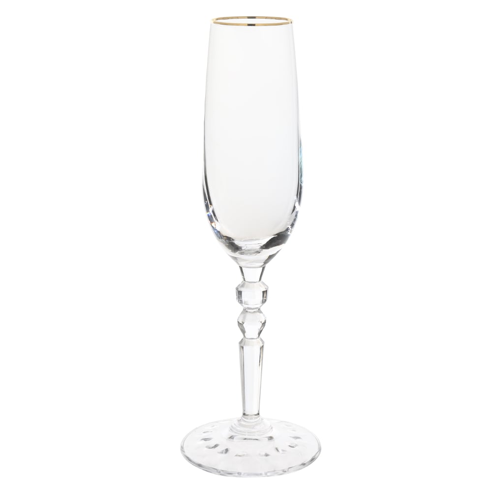 CJ TACAS CHAMPANHE 235ml 25X8,2cm C/4 PCS ROYALE (TRANSPARENTE BD.DOURADA)