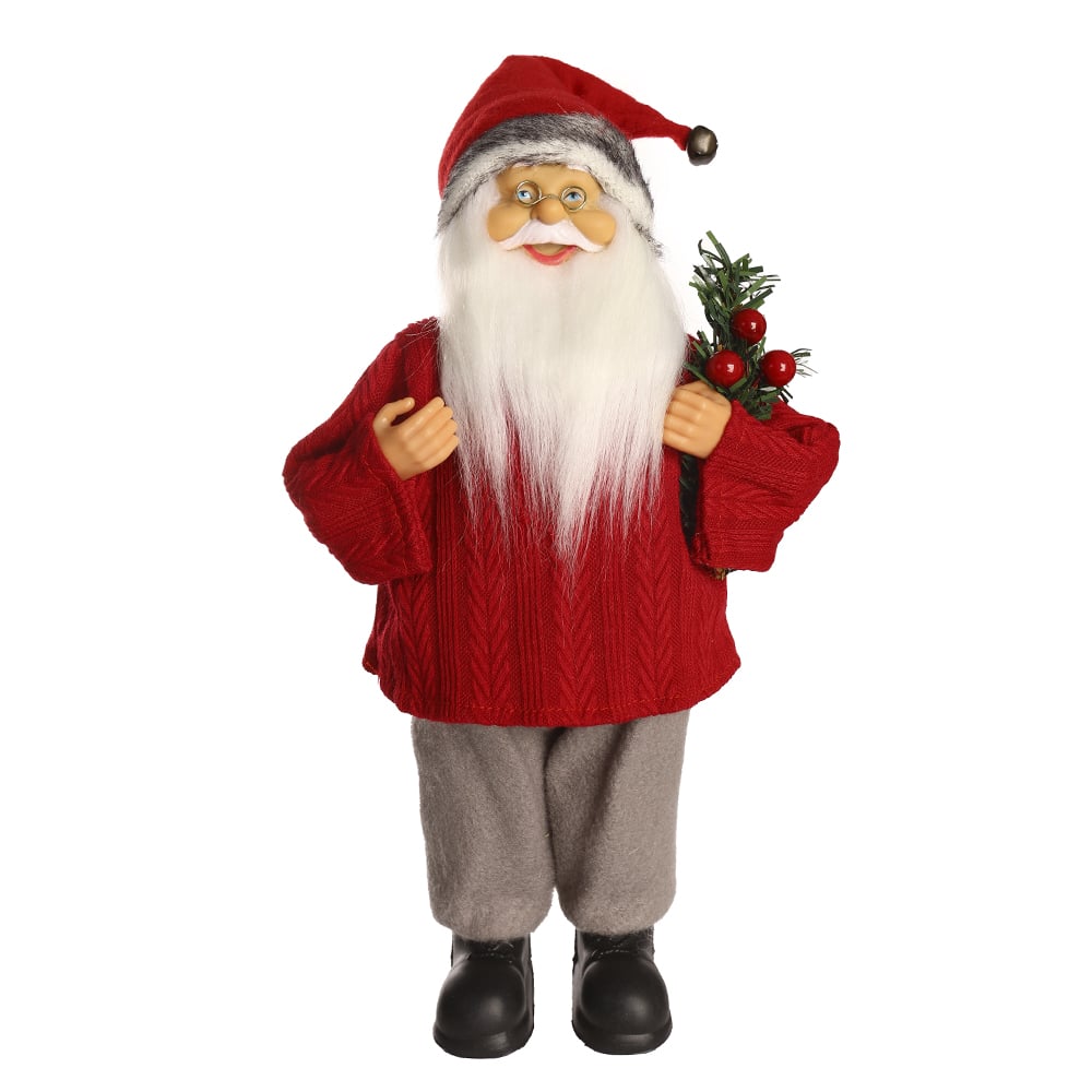 PAPAI NOEL TRADICIONAL. NATAL EM PE (VERMELHO CINZA) 30cm