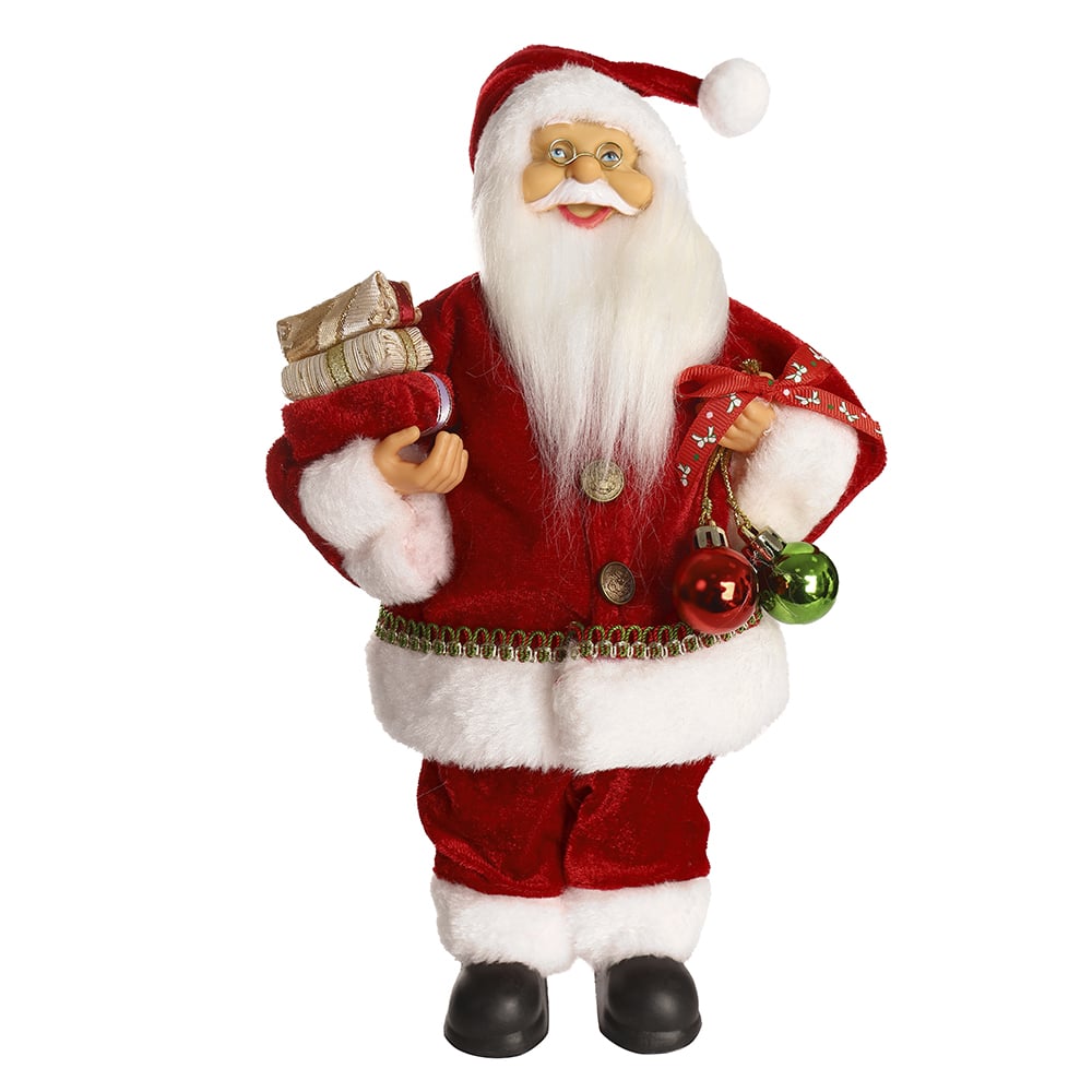 PAPAI NOEL TRADICIONAL. NATAL EM PE (VERMELHO BRANCO) 30cm