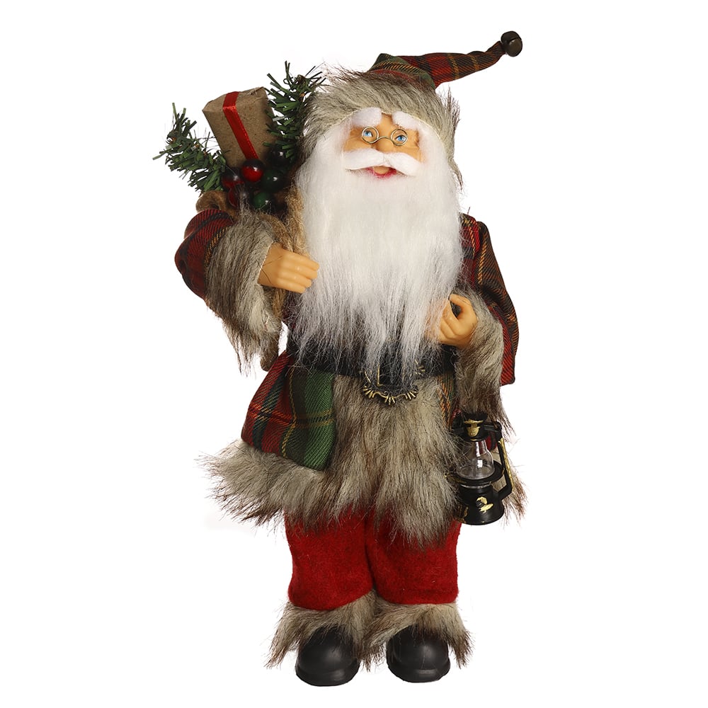 PAPAI NOEL TRADICIONAL. NATAL EM PE (VERMELHO VERDE) 30cm
