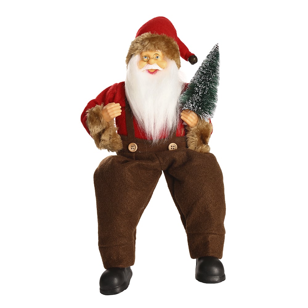 PAPAI NOEL TRADICIONAL. NATAL SENTADO (VERMELHO MARROM) 30cm