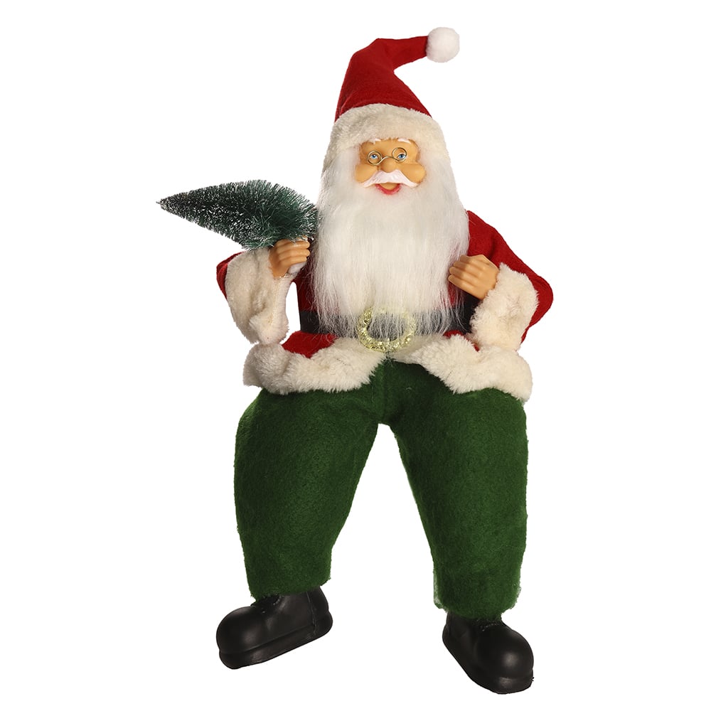 PAPAI NOEL TRADICIONAL. NATAL SENTADO (VERMELHO VERDE) 30cm