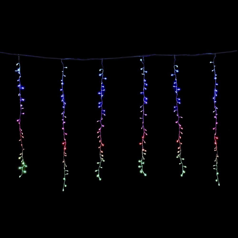 CORTINA RGB USO EXTERNO 300 LEDS MACHO E FEMEA BIVOLT C/FUNCAO (COLORIDO) 1X3m