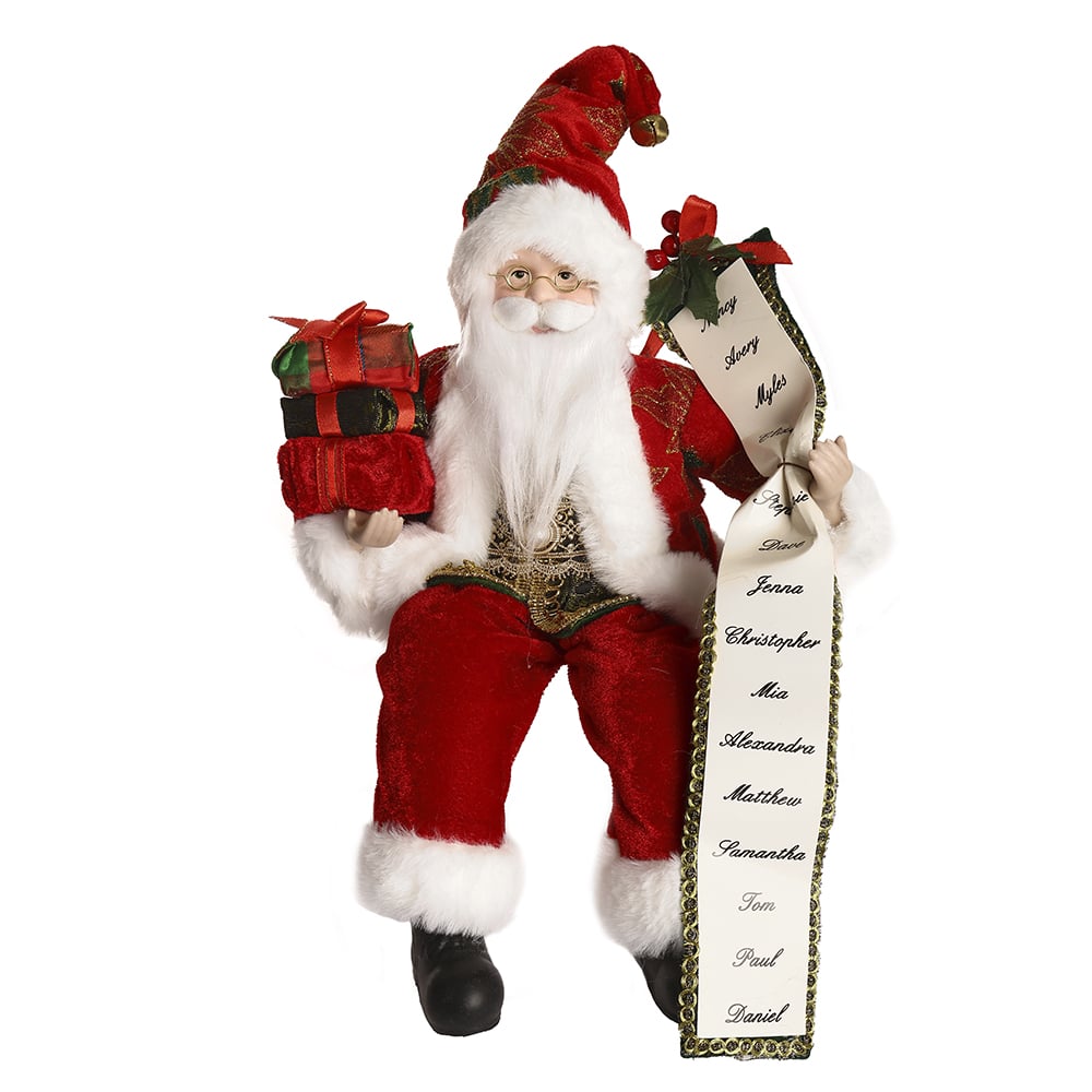 PAPAI NOEL NATAL CLASSICO SENTADO (VERMELHO VERDE) 30cm