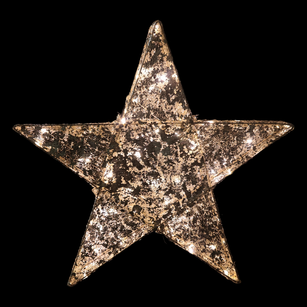 LUZ DECOR ESTRELA FOLHEADA 50 LEDS BIVOLT (BRANCO QUENTE) 50X8cm