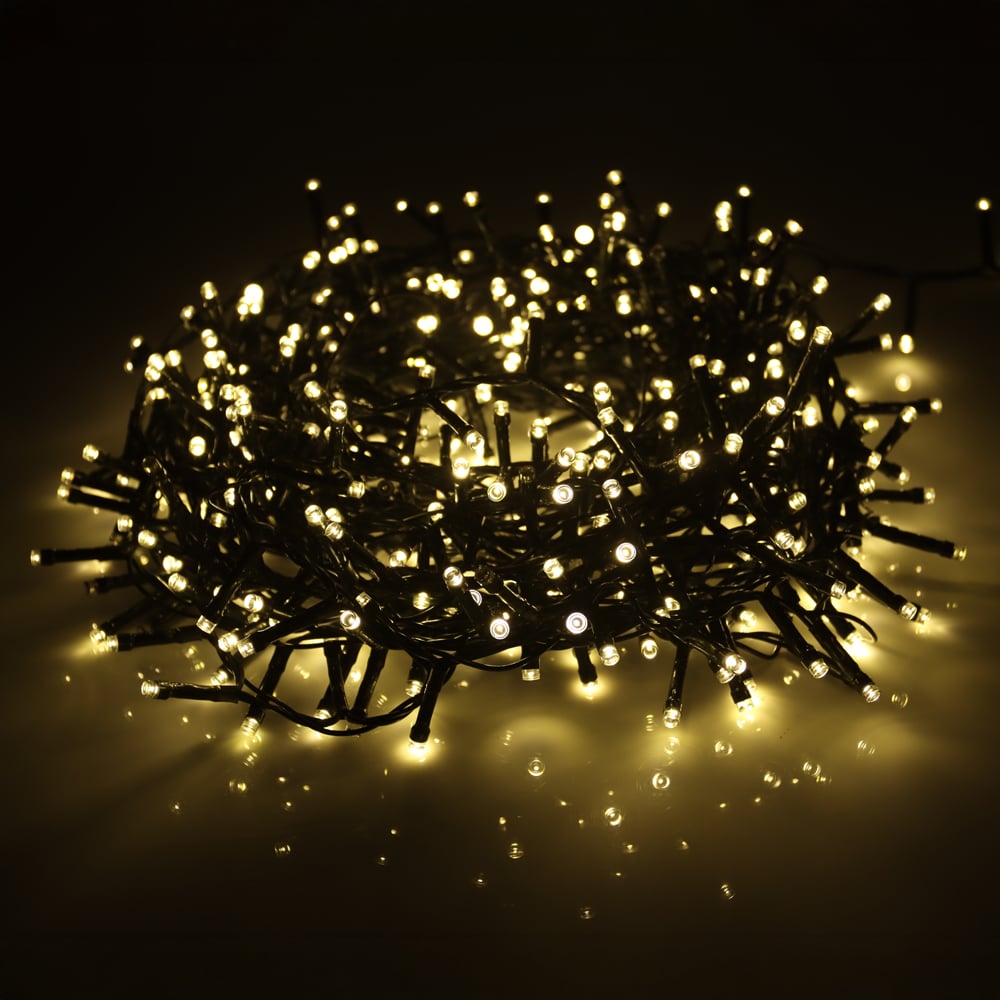 CORDAO 1600 LED USO EXTERNO FIO VERDE BIVOLT C/STROBO (BRANCO QUENTE) 50m