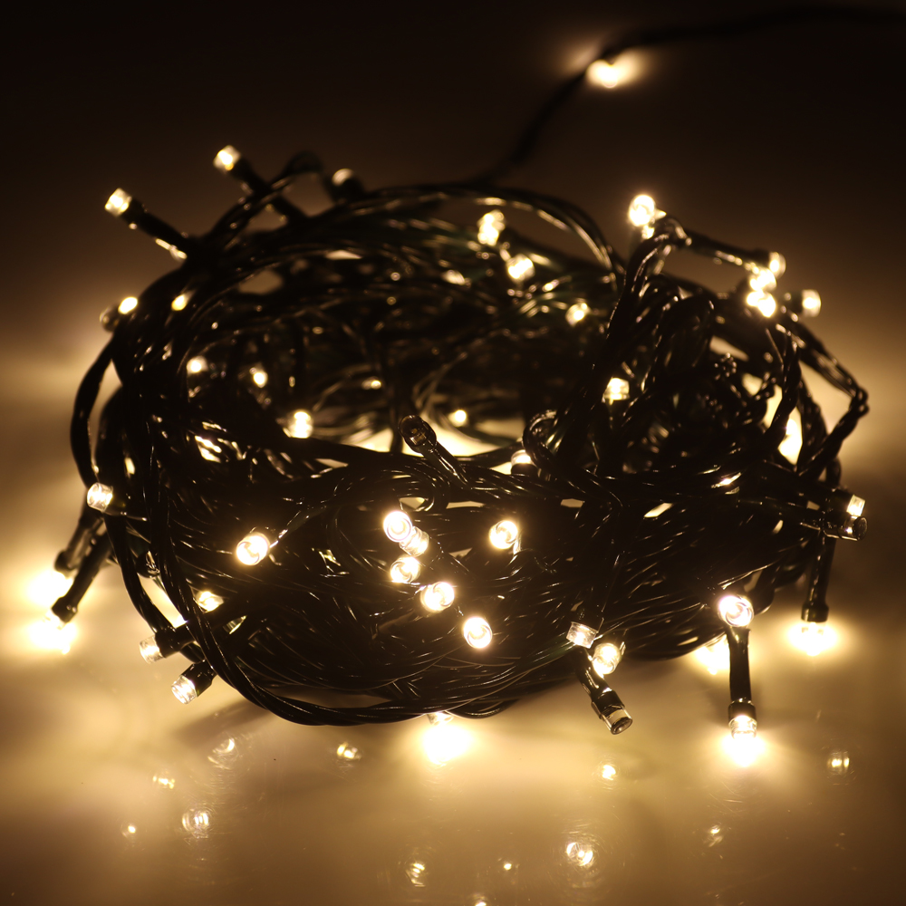 CORDAO 100 LED USO EXTERNO FIO VERDE MACHO FEMEA ROSCA C/STROBO 127V (BRANCO QUE