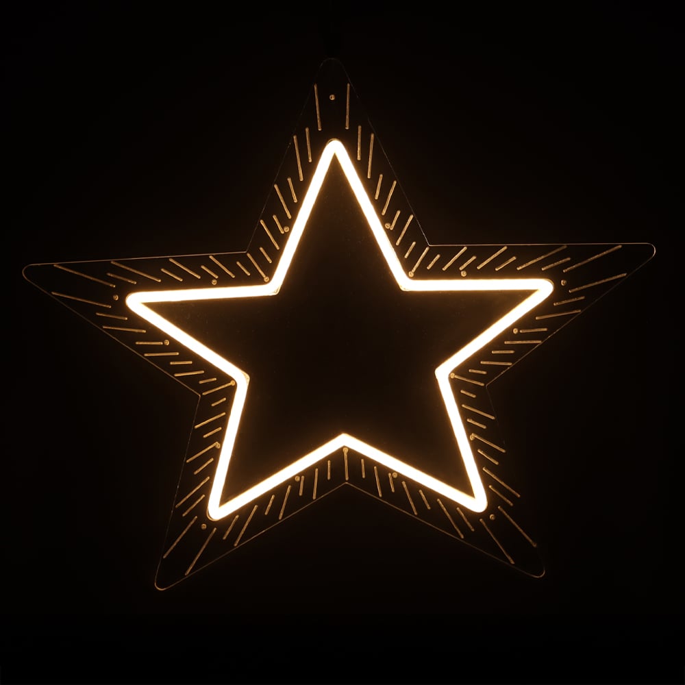 ESTRELA NEON ACRILICO BIVOLT (BRANCO QUENTE) 50cm