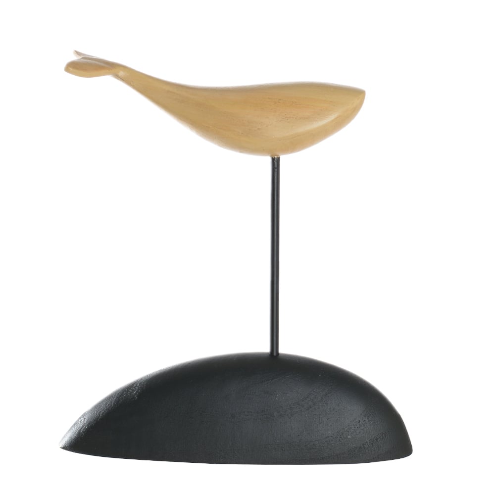 ESCULTURA DECORATIVA POLIRESINA PASSARO (BEGE) 15X15X3,5cm