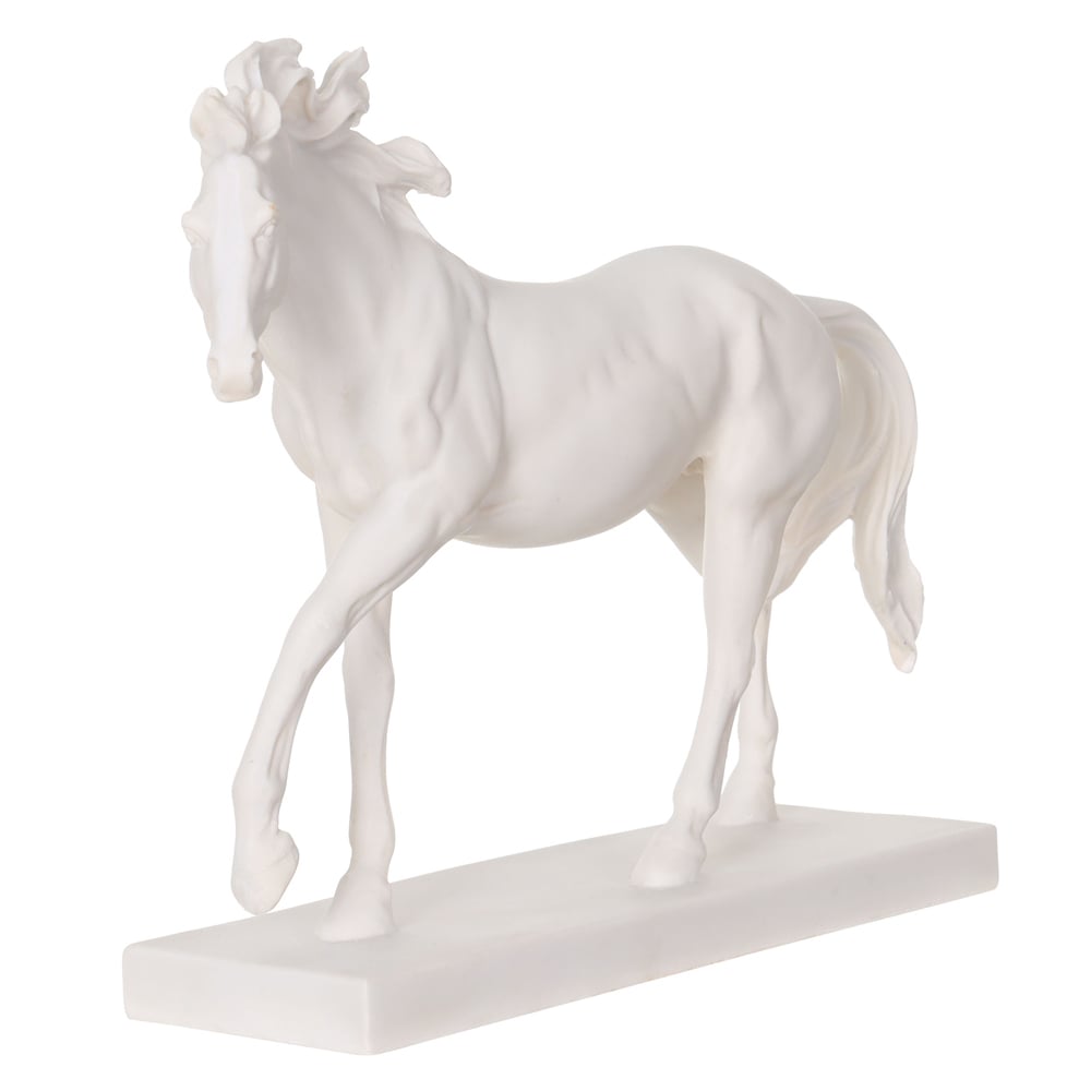 ESCULTURA DECORATIVA POLIRESINA CAVALO (OFF WHITE) 20X24X7,1cm