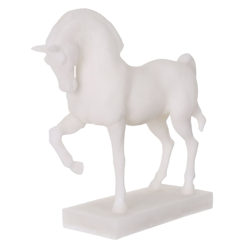 ESCULTURA DECORATIVA POLIRESINA CAVALO (OFF WHITE) 29,5X31X10cm