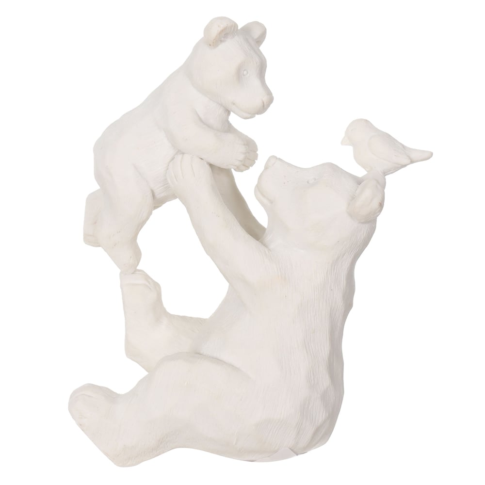 ESCULTURA DECORATIVA POLIRESINA URSOS (OFF WHITE) 15,5X12,7X7cm