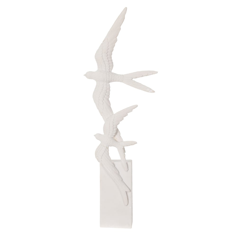 ESCULTURA DECORATIVA POLIRESINA PASSAROS (OFF WHITE) 39,5X13,5X7cm