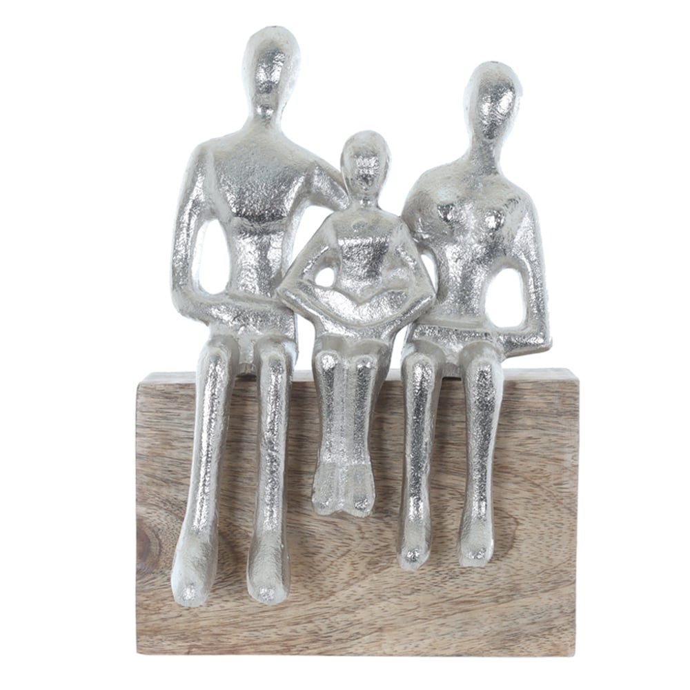 ESCULTURA DECORATIVA METAL FAMILIA (PRATA BEGE) 25X18X9,5cm