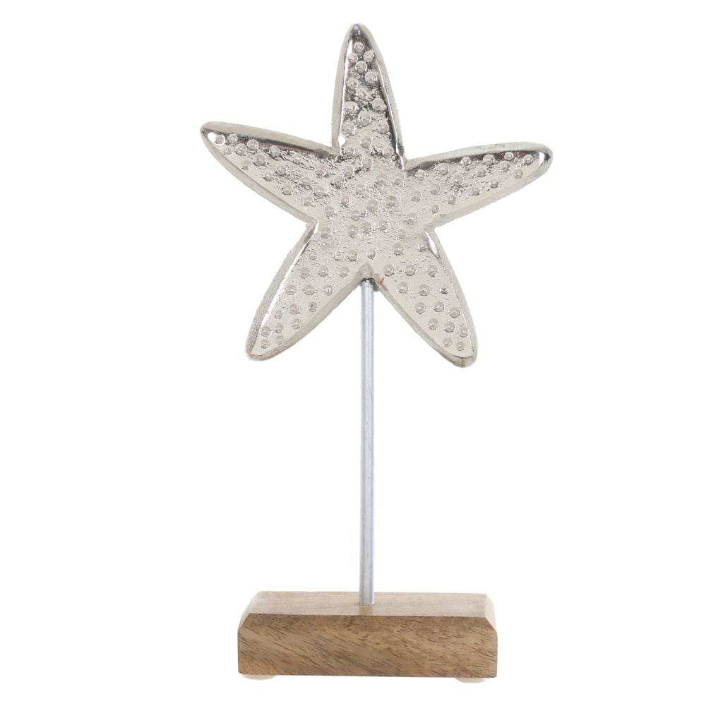 ESCULTURA DECORATIVA METAL ESTRELA DO MAR (PRATA BEGE) 25X14,5X5cm